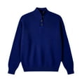 thumbnail image 4 of Sweatshirts Men Knit Quarter Zip Sweater Pullover Top Loose Stand Collar Long Sleeve for Fall Winter Spring BU1 L, 4 of 4