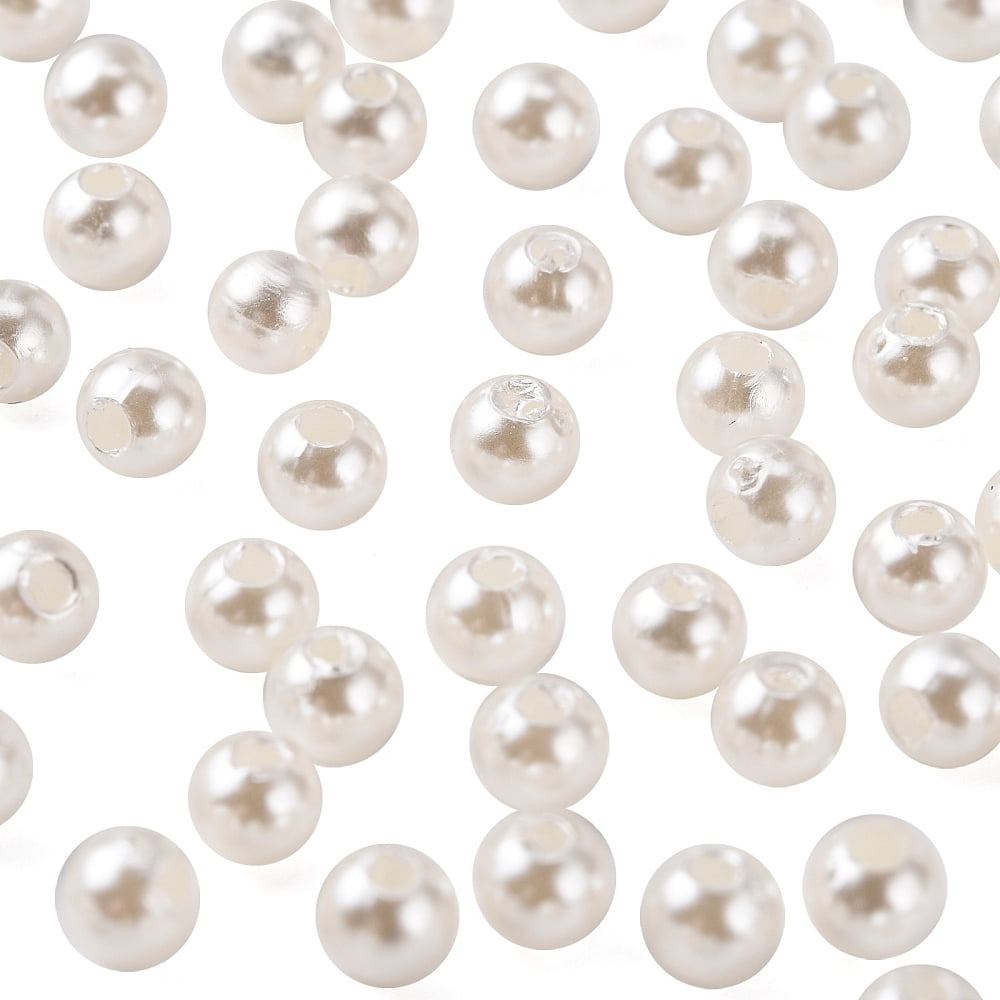 Imitation Pearl Acrylic Beads Dyed Round Creamy White 5x4.5mm Hole: 1mm 10000pcs/pound