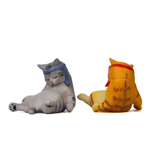 Figura de PVC de Garden Sculpture, gato borracho relajado, 3,9 cm