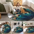 thumbnail image 5 of Retro 8FT Round Area Rugs for Living Room 111 Peacock Feathers Abstract Art Ultra-Thin Non-Slip Round Rugs Machine Washable Low Pile Circle Carpet for Bedroom Kitchen Nursery, 5 of 9