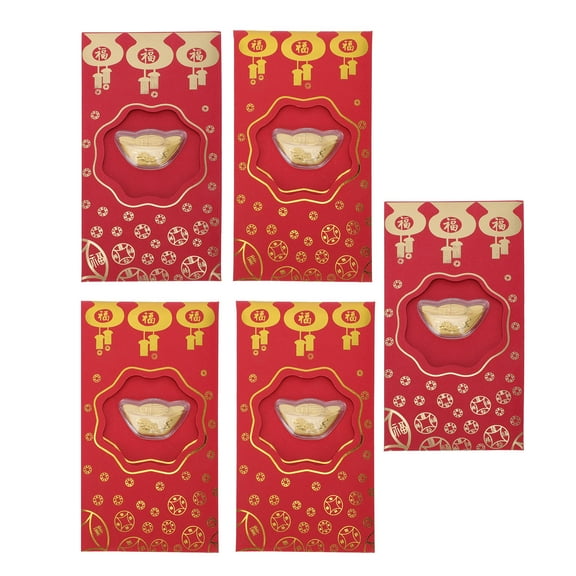 FUTUREORYY 5Pcs Red Packets Hongbao Envelopes for Chinese New Year Celebrations