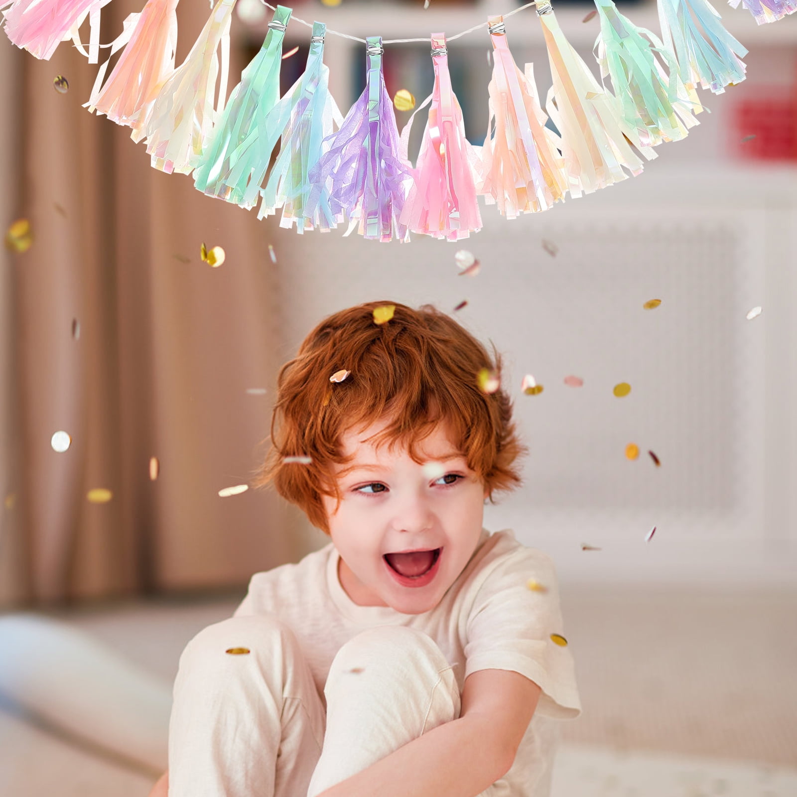WORGEOUS 10 Pcs Paper Tassel Garland Banner for Birthday Party, Wall Hanging Decor, Girls Room Decoration, Festive Backdrop
