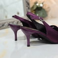 thumbnail image 6 of Women's Wide Width Slingback Heels, Satin Pointed Toe Pumps, Stiletto Heel Dress Sandals for Spring Summer, Black/White/Purple, 6 of 10