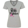 thumbnail image 3 of Inktastic Breast Cancer Awareness My Titi is a Fighter Women's V-Neck T-Shirt, 3 of 5