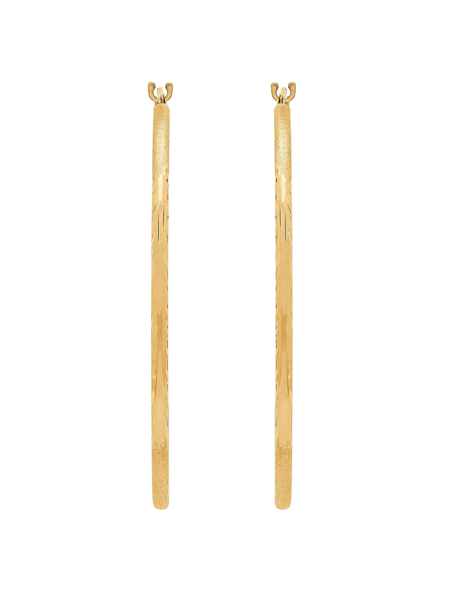 Brilliance Fine Jewelry 10K Yellow Gold 1.53MMx40MM Hollow Round Hoops Earrings