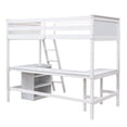 thumbnail image 5 of paproos Wood Loft Bed with Trundle, Heavy Duty Loft Bed Frame with Shelves and Desk, Loft Bed No Box Spring Needed (White), 5 of 10