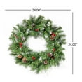 GDF Studio Christmas Wreath with Frosted Needles, Red Berries, Pine