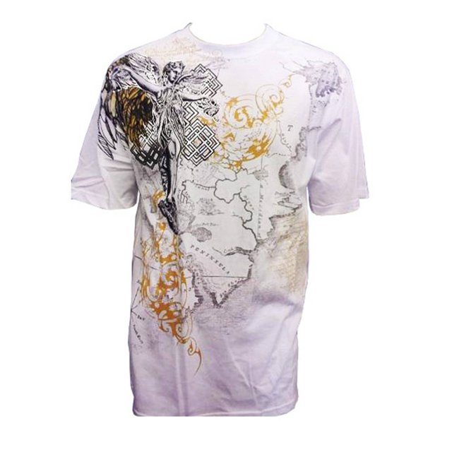 Konflic Archangel World Atlas MMA MUSCLE PESO PESO T-SHIRT, blanco 4x-grande Humblic Camiseta de manga corta