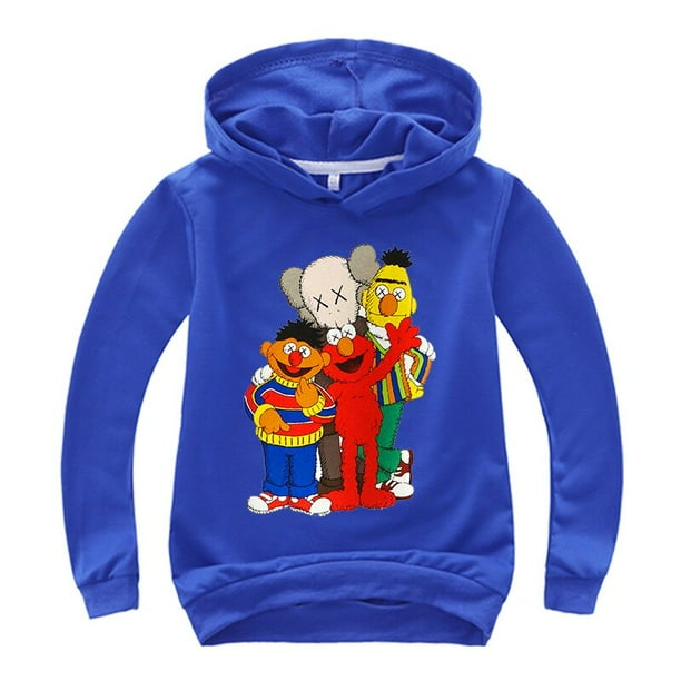 Ropa para niños, Sudadera con capucha con estampado de Elmo de Barrio Sésamo para niñas, camisetas de manga larga para niños, pulóver, abrigo para bebé, chándales 4T Gao Jinjia LED