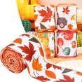 thumbnail image 2 of Aonity Pumpkin Maple Leaf Gift Wrap with Maple Leaf, Autumn Theme Ribbons Wired Burlap Ribbon Fall Wired Ribbon Burlap Wired Ribbon Fall Leaves Ribbon Maple Leaves Present Wrapping Ribbons, 2 of 4