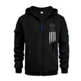 thumbnail image 2 of Men's Flag Print Zip Up Hoodie with Arm Pocket, Casual Cardigan Style Sweatshirt, Large Size Fleece Jacket for Independence Day, Christmas, Outdoor Enthusiasts,Multicolor,XL, 2 of 5