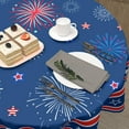 thumbnail image 4 of 4th of July Tablecloth Round Patriotic Star Celebration Firework Table Cloths Circular Independence Day Table Cover Waterproof Polyester Tabletop for Dining Kitchen Party Decor 60 Inch, 4 of 7
