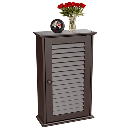Frosted Glass Medicine Cabinet Yaheetech Bathroom/Kitchen Wall Mounted Single Louvered Door 3 Tier Adjustable Storage Shelf Medicine Cabinet ()