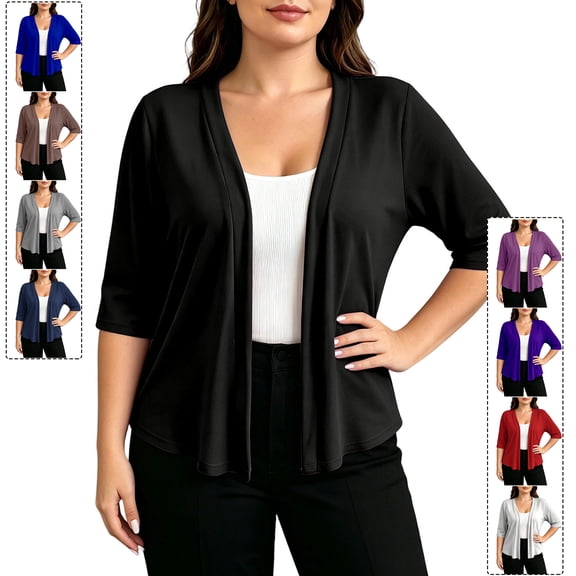 TGSLY Plus Size Cardigan for Women Lightweight Soft Solid Color Half Sleeve Shrugs Swing Fit Casual Open Front Oversized Baggy Coat XXXXXL