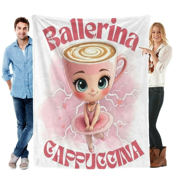 Throw Blanket for Ballerina Cappuccina Tung Tung Sahur Bed Couch Home Decor Soft Warm Flannel Blanket for Kids Boys Girls Gifts 30x40 Inch