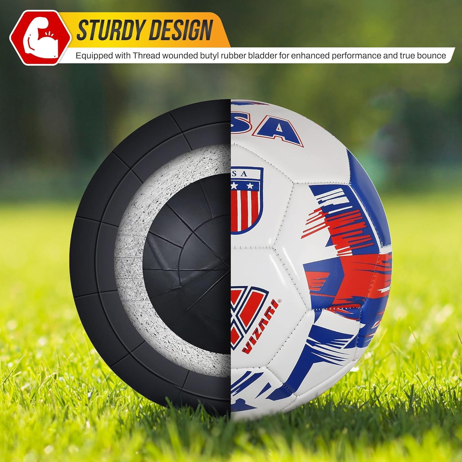 (3 pack) Vizari National Team Soccer Ball | Durable Faux Leather | Sizes 3, 4, & 5 | Ideal for Youth & Adults