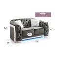 thumbnail image 7 of Glory Sapphire Gray Velvet Loveseat With LED Accent Lighting, 7 of 7