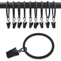 40 Pack Black Curtain Rings with Clips, Curtain Hooks Hangers Clip Rings for Hanging Drapes Bows Hat, Drapery Rings 1.77 in I D, Fits up to 1.5 in Diameter Curtain Rod.