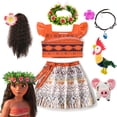 thumbnail image 2 of Girls Moana Fantasy Children Summer Dress Flying Sleeve Carnival Costume Kids Princess Party Elegant Cosplay Vaiana Clothes Set, 2 of 5
