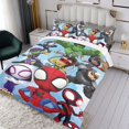 thumbnail image 3 of Spidey y sus Increíbles Amigos Conjunto de sábanas temático, trío de piezas, cómodo y amigable con la piel, diseño único, regalo de decoración para el hogar para familiares, amigos y fans,173cm *218cm, 3 of 6