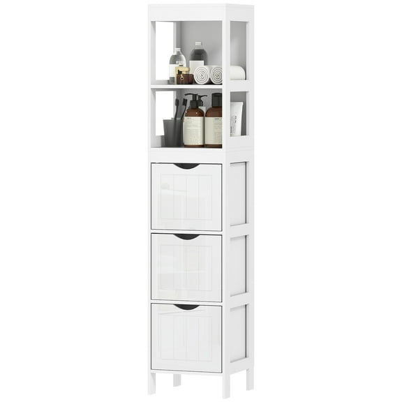 HOMCOM Narrow Bathroom Storage Cabinet, Slim Bathroom Cabinet, White