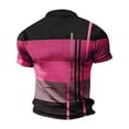 thumbnail image 4 of Baqcunre Polo Shirts for Men,Male Spring and Summer Button Down Short Sleeve Top Plaid Lapel Color Matching Stripe Print T Shirt Mens Shirts,T Shirts for Women Hot Pink 3XL, 4 of 4
