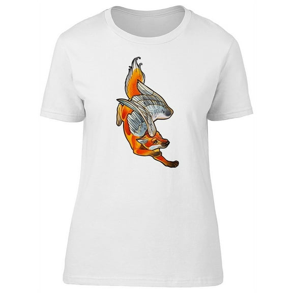 Fox With Wings Drawing T-Shirt Women -Image by Shutterstock, Female Small