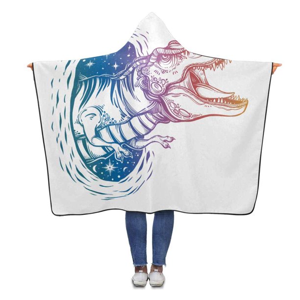 ASHLEIGH Dinosaur Head Hooded Blanket 56x80 inches Adults Girls Boys