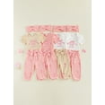 thumbnail image 3 of BemeyourBBs Preemie Newborn Baby Girl Little Sister Outfit Cute Infant Baby Girls Spring Summer Fall Clothes 0 3 6 Months Bow Ribbed Short Sleeve Romper Pants and Headband 3pcs Set, 3 of 9