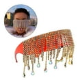 thumbnail image 4 of Elegantes gafas de sol colgantes de una pieza con cristales y escudo para mujer, de lujo con diamantes de imitación. rojo, 4 of 9