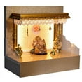 thumbnail image 2 of Wooden Temple For Home And Office With LED Lights | Wall Hanging And Table Top | Pooja Chowki | Mandapam | Designer Mandir (21Ã—13Ã—24 HÃ—LÃ—W), 2 of 5