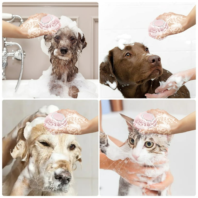 Soft Silicone Dog Brush Pet Shampoo Massager Bath Brush Bathroom Puppycat  Washing Massage Dispenser Grooming Shower Brush 