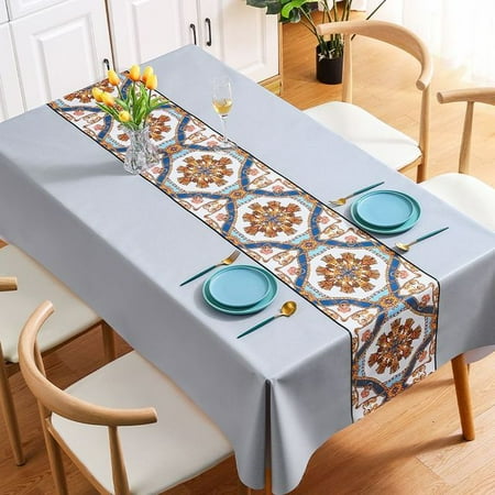 

DabuLiu Embroidered Printed Tablecloth for Table Waterproof Oilproof Skidproof Washfree Rectangular PVC Mat Dining Table Cloth Desk Pad