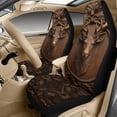 thumbnail image 3 of Xixirimido Hunting Deer Brown Print Car Seat Protection Set 5 Pieces Breathable PU Leather Front Seat Covers with Seat Belt and Console Covers Universal Fits Most Cars, 3 of 8