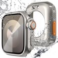 thumbnail image 1 of GHSDFBB 2 in 1 Waterproof Case [Ultra Appearance] for Apple Watch 44mm Screen Protector, 360 Protective Glass Face Cover Hard PC Bumper + Back Frame for iWatch Series 6 5 4 SE 44 mm, Titanium, 1 of 7