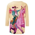 thumbnail image 4 of Hvot&aat Women's Vintage Western Cowgirl Horse Print Shirts 2024 Trendy 3/4 Sleeve Crewneck Tops Loose Casual Cowboy Blouse, 4 of 4