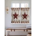 thumbnail image 2 of Red Texas Star Vintage Bathroom Window Curtain, Farmhouse Berry Grey Wooden Light Filtering Coffee Kitchen Curtains, Bedroom Living Room Curtains 2 Panel 84"x54", 2 of 6