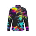 thumbnail image 6 of Donemore Men's Hawaiian Print Shirt Long Sleeve Notched Lapel Button Down with Pocket Beach Vacation Casual Style, 6 of 7