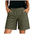 thumbnail image 7 of vigerkar High Waisted Shorts Women Cotton Button Detail Casual Shorts Vacation Short Pants with Pockets, Lightweight Classic Fit Summer Beach Travel (Dark Green, 3XL), 7 of 7