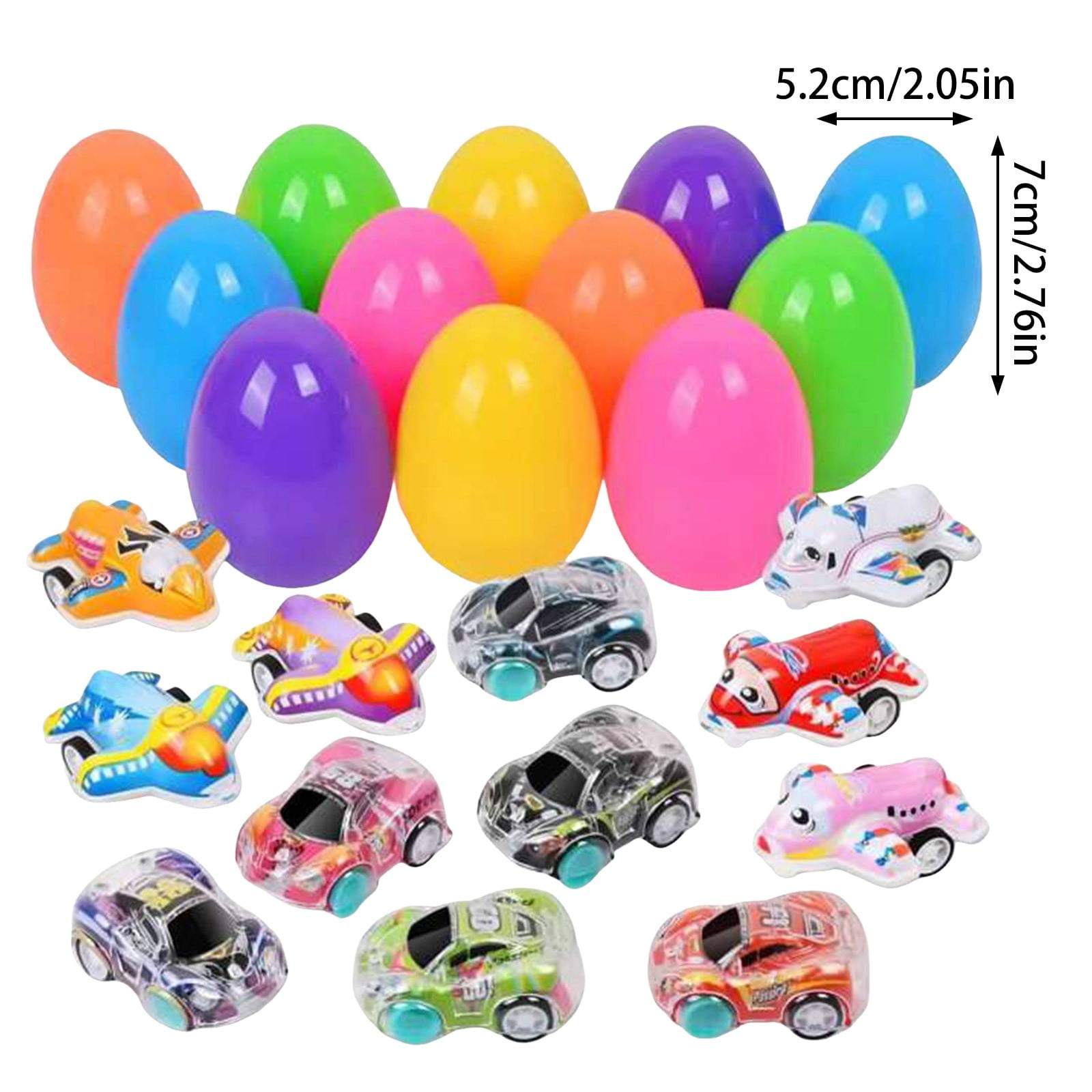 YWIYIUD 12 Pack Prefilled Easter Eggs with PullBack CarToys,Mini AnimalCars Easter Gifts Cute Easter Gifts BasketStuffers Easter Egg Fillers for EggHunting Holiday School Classroom PartyFavors