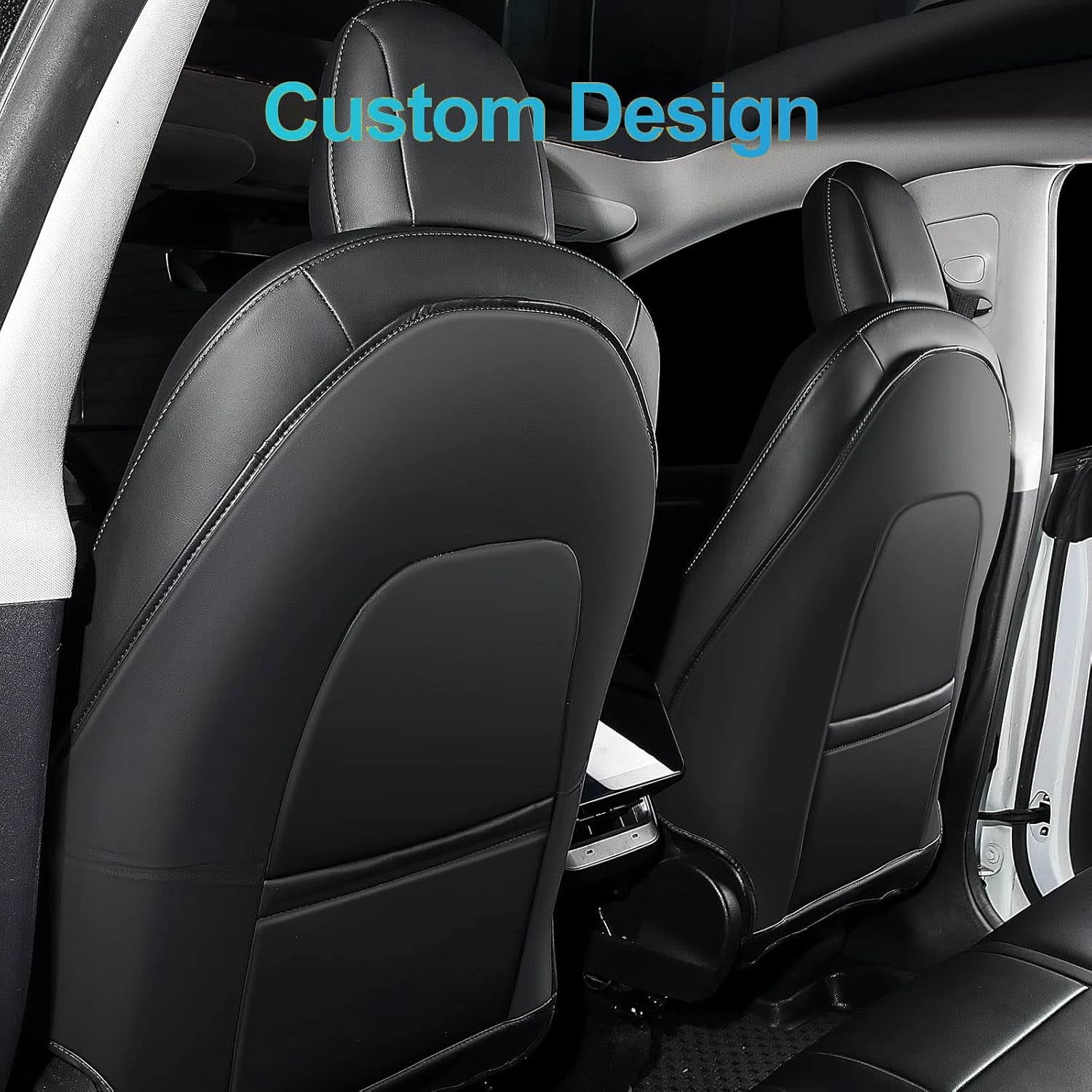 2PCS Leather Seat Back Kick Protector for Tesla Model Y/3/X/S (2020-2026) - Waterproof, Scratchproof Backseat Cover for Kids & Pets with Organizer Pocket | Easy to Clean | Dirt & Mud Protection