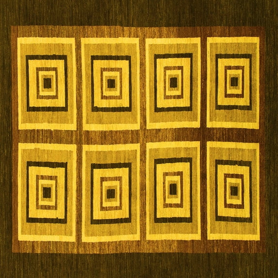Ahgly Company Indoor Square Abstract Yellow Modern Area Rugs, 8' Square
