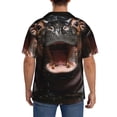 thumbnail image 3 of Fotbe Playful Baby Hippo Splash Camisa Estampada de Manga Corta para Hombre, Casual de Verano, Estilo Playero, Sin Arrugas-Medium, 3 of 5