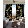 thumbnail image 4 of Black Sunflowers Bees Blackout Curtains 39 Inches Long, Farmhouse Honey Floral Rings Thermal Insulated Black Out Curtains, Short Darkening Window Curtain Drapes for Cafe Bedroom 27.5"x39" 2 Panels, 4 of 9