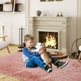 thumbnail image 7 of Fluffy Rectangle Area Rug, Thick Faux Fur Chair Couch Cover Small Shaggy Rug Carpet for Bedroom, Kids/Baby Room, Shag Floor Furry Bedside Fuzzy Carpet, Pink,4 x 6 ft Rectangle, 7 of 7