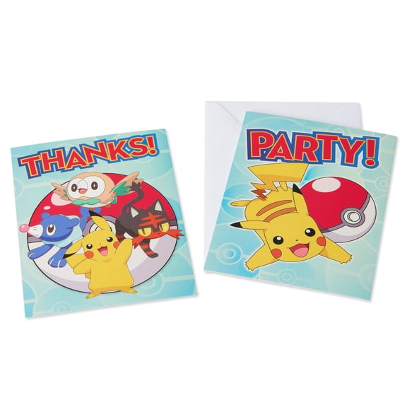 Pokemon Party Invites and Thank You Combo Pack