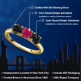 thumbnail image 2 of Gem Stone King 18K Yellow Gold Plated Silver Red Ruby and Black Sapphire Engagement Ring for Women | 1.93 Cttw | Round 5MM | Gemstone July Birthstone | Size 6, 2 of 6