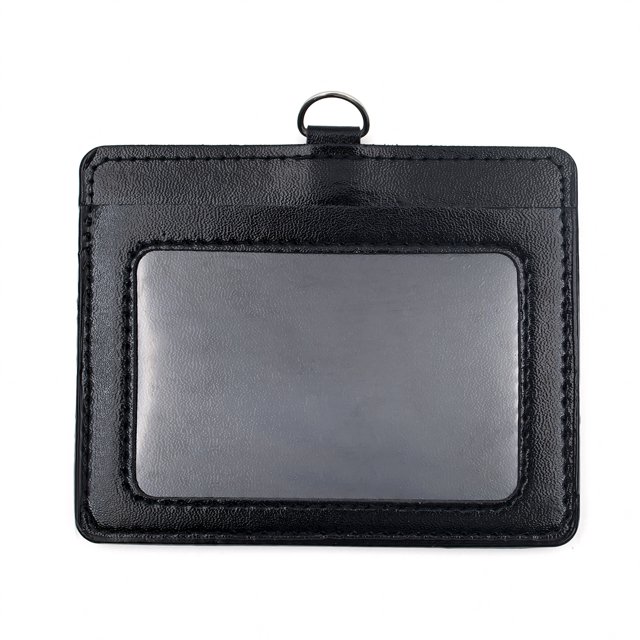 GOGO 10Pcs Vertical Horizontal 2-Sided PU ID Card Badge Holder Pouch Stock Case-horizontal black-10 Packs