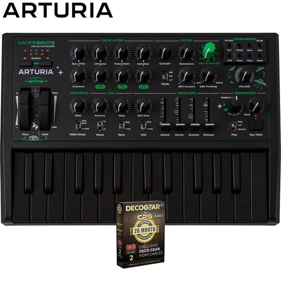 Arturia 540102 MicroBrute UFO Analog Synthesizer White Bundle with CPS Exclusive 26 Month Protection Pack (BEACH-CPS-26M500ATV)