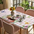 thumbnail image 3 of Easter Table Cloths for 6 Foot Rectangle Tables, Watercolor Eggs Floral Botanical Butterfly Pink Plaid Patio Waterproof Elastic Fitted Tablecloths, Washable Rectangular Table Cover for Camping, 3 of 8